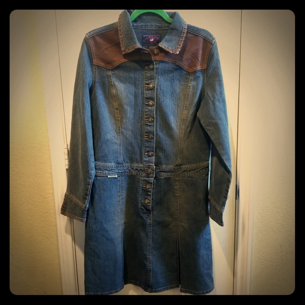 Never Worn Denim Dress with Faux Suede Shoulders